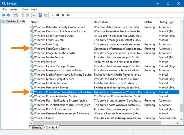 rebuild corrupt Font cache in Windows 10