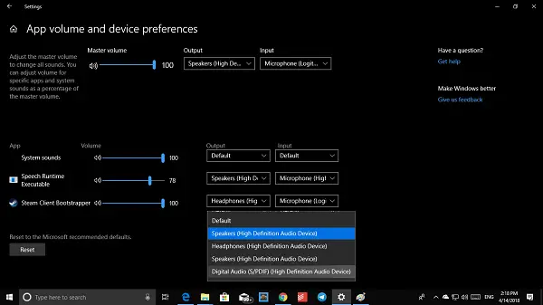 Set up different & Microphone for different Apps Windows 11/10