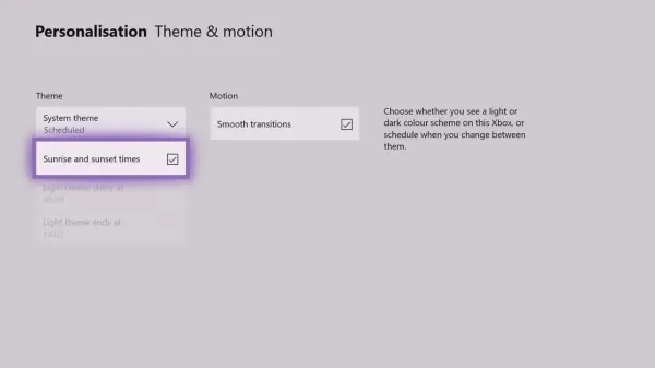 Change Themes based on Sunrise Sunset Xbox One