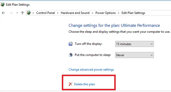 Disable Ultimate Performance Mode in Windows 10