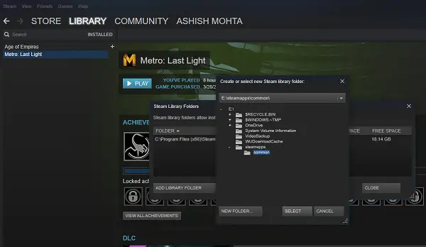 where does steam install games windows 10