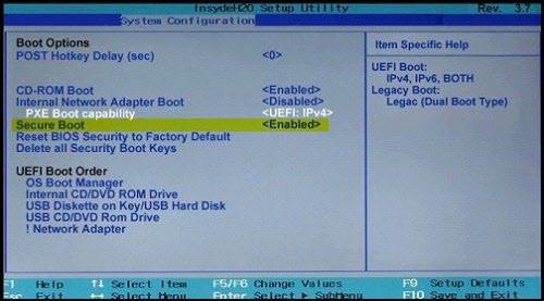 usb secure boot violation