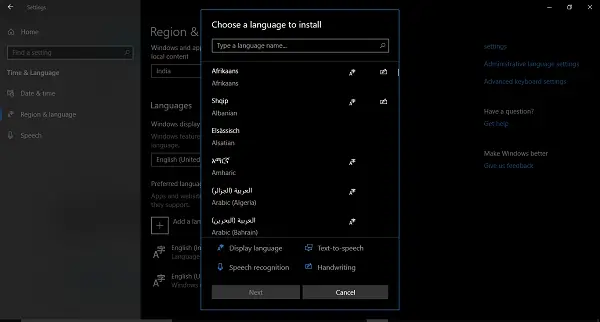 Features Supported for Languages in Windows 10