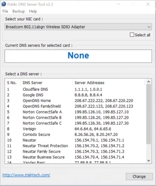 Public DNS Server Tool