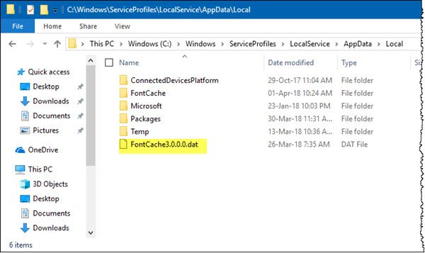 Rebuild Font cache in Windows 10