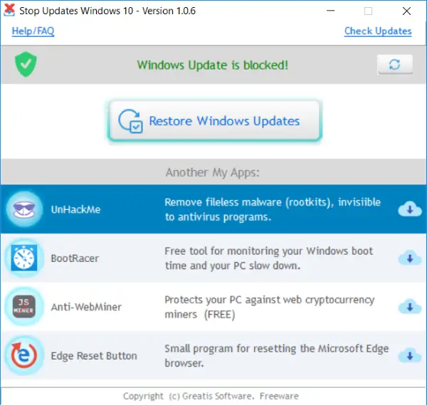 block Updates on windows 10