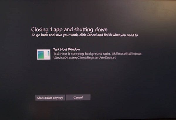 Task Host Window, Task Host is stopping background tasks