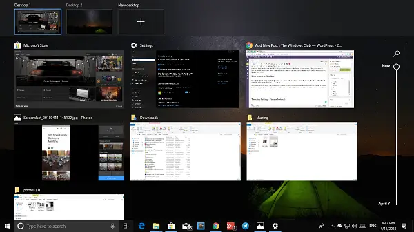 Windows 10 Timeline