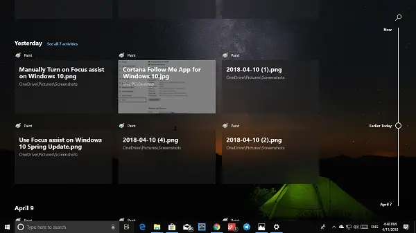 Windows 10 Timeline History