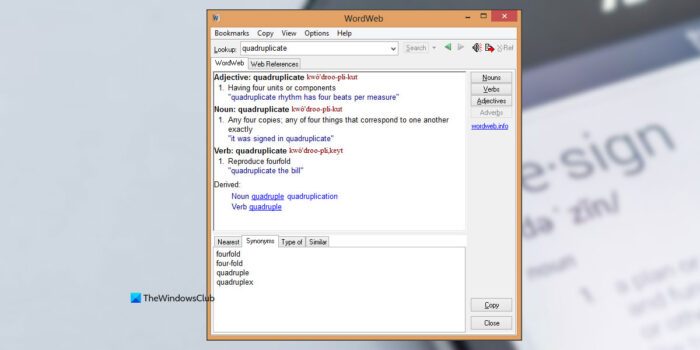 WordWeb: Free Dictionary & Thesaurus Software for Windows PC