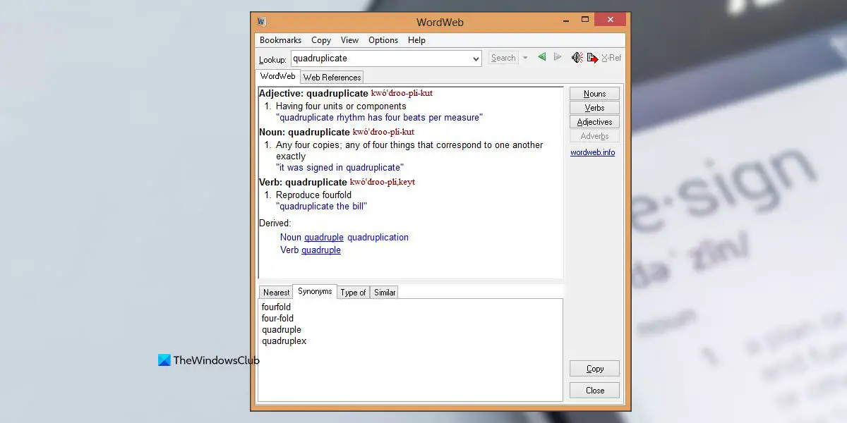 WordWeb: Free Dictionary & Thesaurus Software for Windows PC