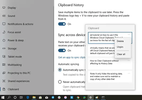 Clear Clipboard data without clearing history