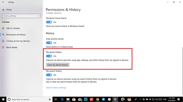 Clear Cortana Data on PC on Windows 10