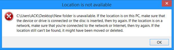 Desktop Location is not available