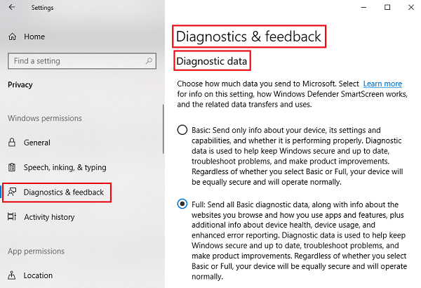 Diagnostics Data