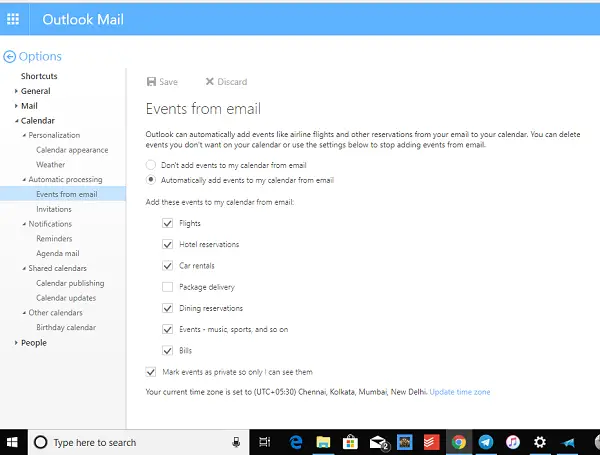 Stop Outlook from automatically adding Calendar events from emails