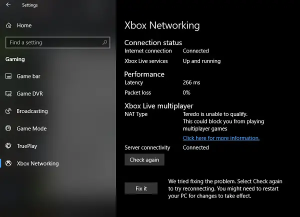 Fix Xbox Networking Issue on WIndows 10