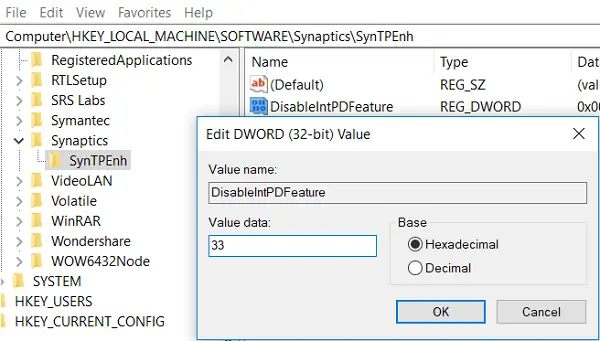 Registry method to disable Touchpad when external mouse is attached to Windows 11/10