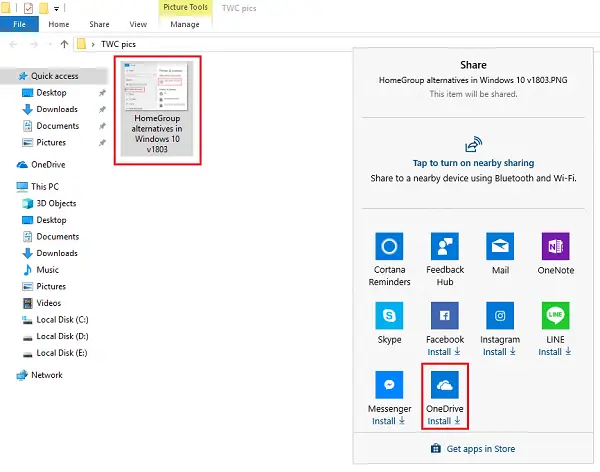 Share files in Windows 10