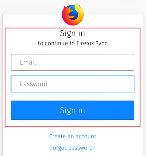 Войдите в Firefox Sync на Android