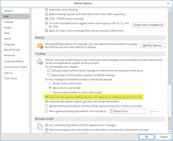 Prevent Microsoft Outlook from adding events to Calendar