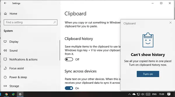 Turn off Cloud History in Windows 10