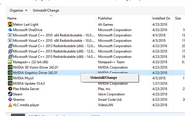 Uninstall Display Driver Program from Windows 10