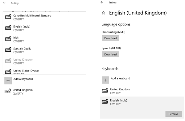 Windows 10 Remove Keyboard Layout