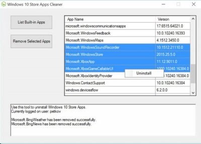 Windows 10 Store Apps Uninstaller