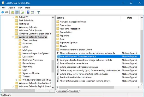 Windows Defender is turned off by Group Policy 1