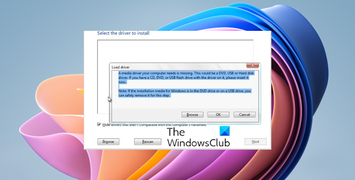 a media driver your computer needs is missing windows setup a media driver your computer needs is missing windows setup