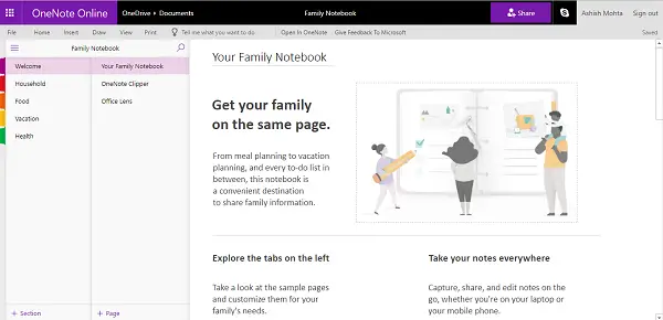 Share OneNote notebooks using Microsoft Family