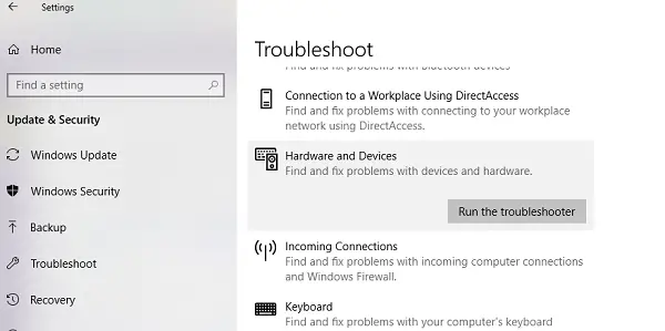 Hardware Troubleshooter for Windows 10