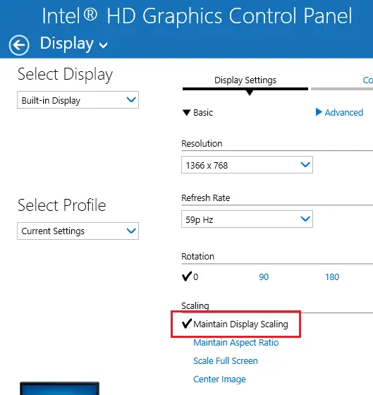 Maintain Display Scaling