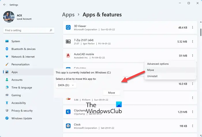 Install or move Microsoft Store apps on separate drive : mSecure Support