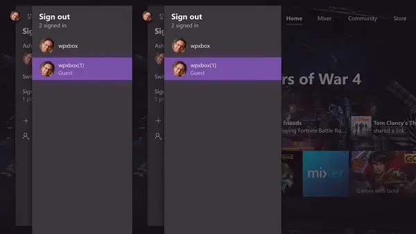 Sign-out Delete Xbox Guest Account