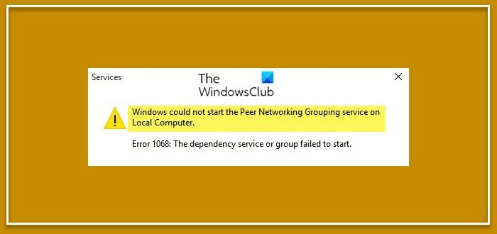 Windows could not the start Peer Networking Grouping Service on Local Computer