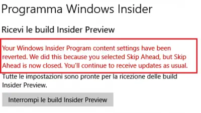 Your Windows Insider Program content settings have been reverted - 13