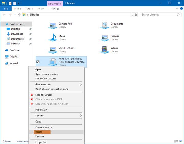 Add or Remove folders in a Library in Explorer in Windows 11