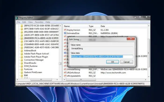 remove application from windows 10 registry