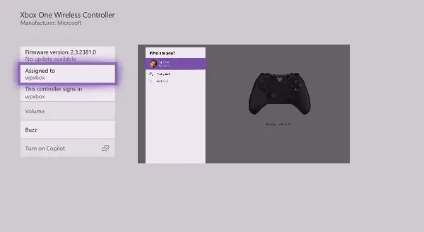 assign an account to an Xbox One wireless controller
