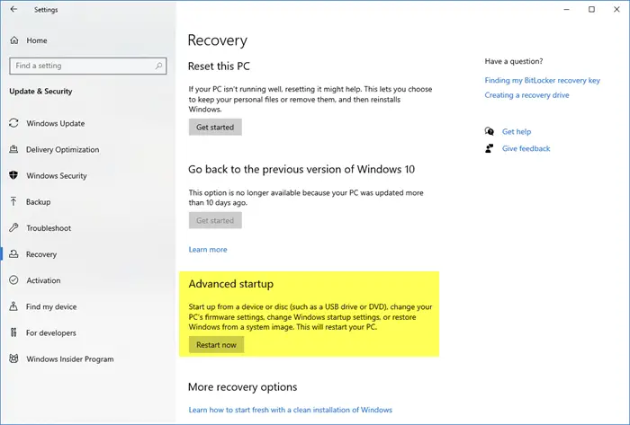 Automatic Startup Repair in Windows 10
