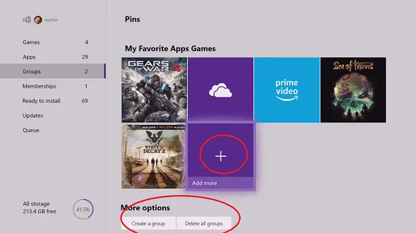 How to group Apps and Games on Xbox One