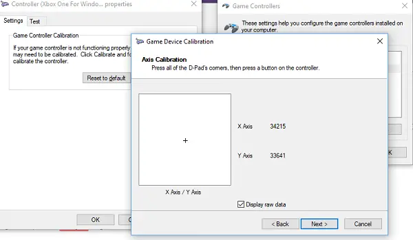 Calibrate Wizard in Windows 10 for Controller