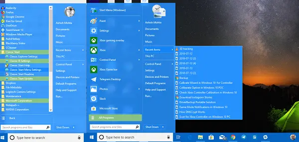 Classic Start Menu on Windows 10