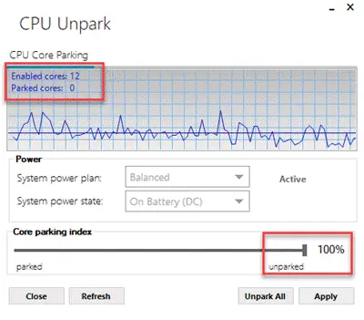 Disable CPU Core Parking