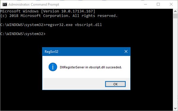 Failed to register a VB Script DLL