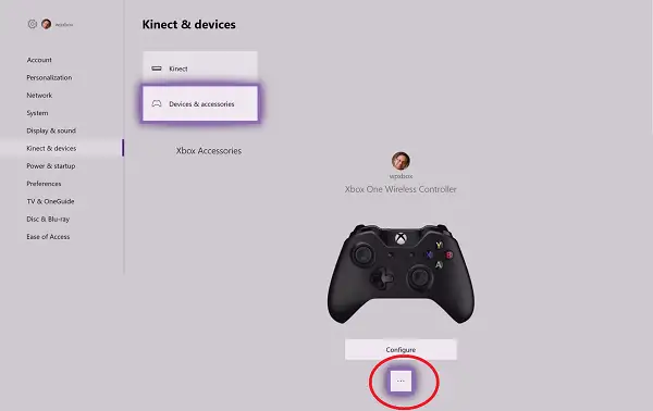 Assign account to Xbox One wireless controller