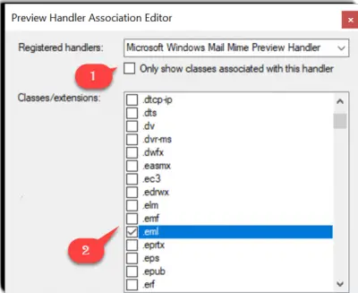 Preview EML files in Windows File Explorer with Preview Handler Association Editor