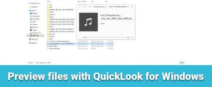 Preview files with QuickLook for Windows
